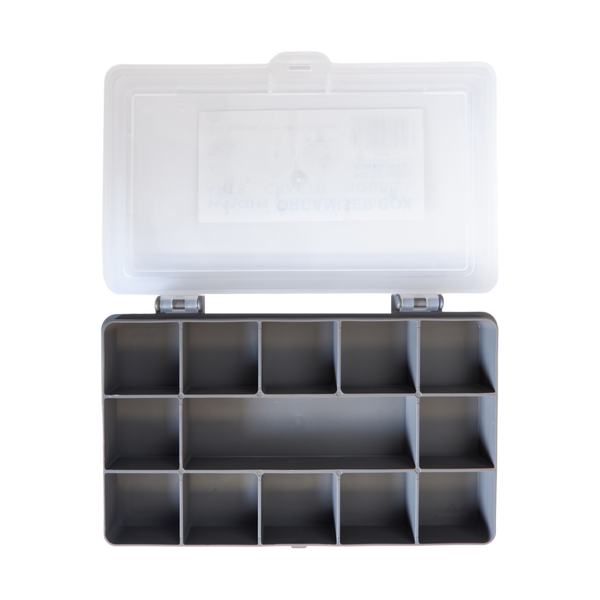 WHAM Plastic Storage Box Case Organiser 13 17 x 11 x 2.5 Compartments Screw Bits